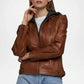 womens tan leather jacket frost style