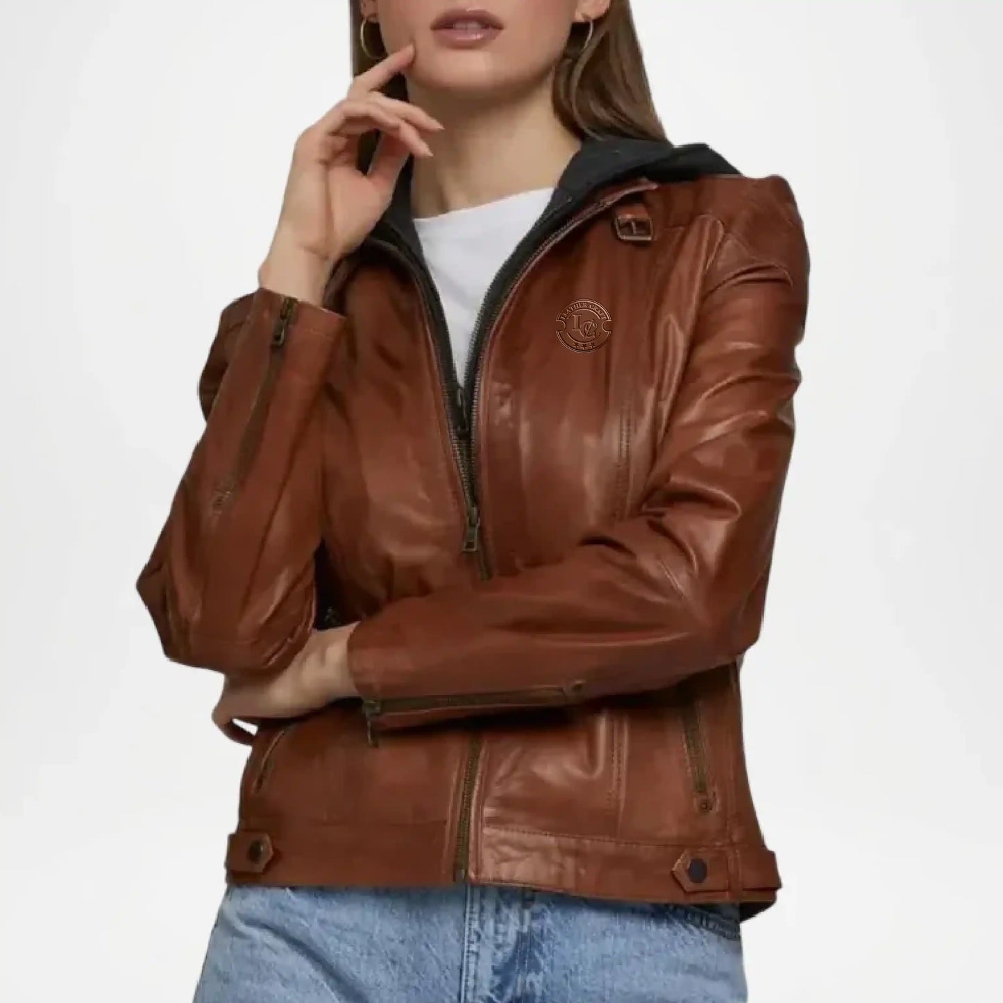 womens tan leather jacket frost style