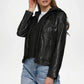 black minimalist leather jacket women
