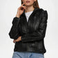 womens black leather jacket frost classic fit
