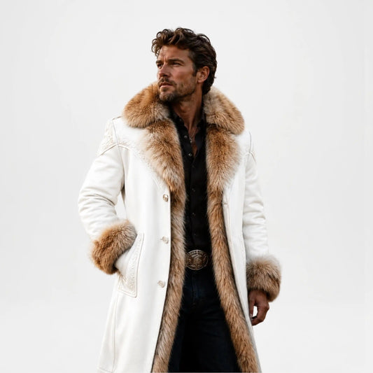 Fur Collar Leather Coat
