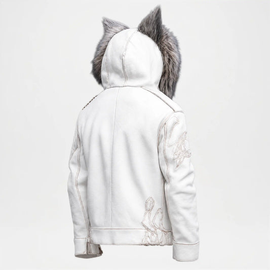 Fur Hood Leather Jacket