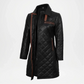 Black Leather Car Coat for Women