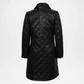 black leather car coat womens back view 