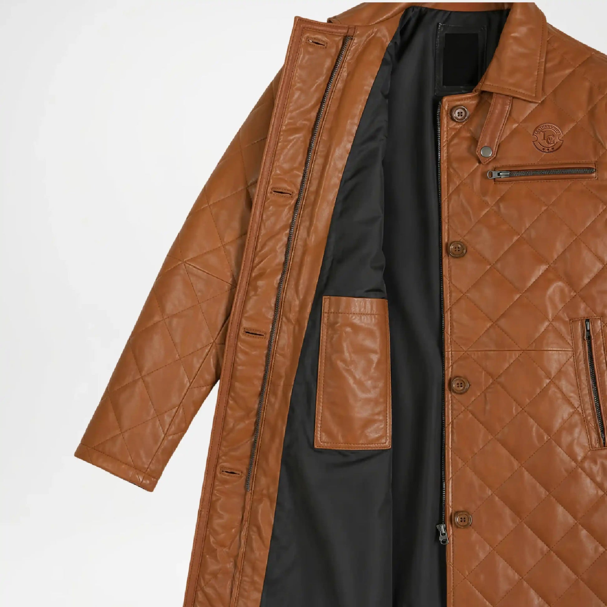 brown leather car coat womens
