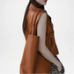 womens brown sleeveless leather jacket