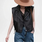 black biker vest women leather