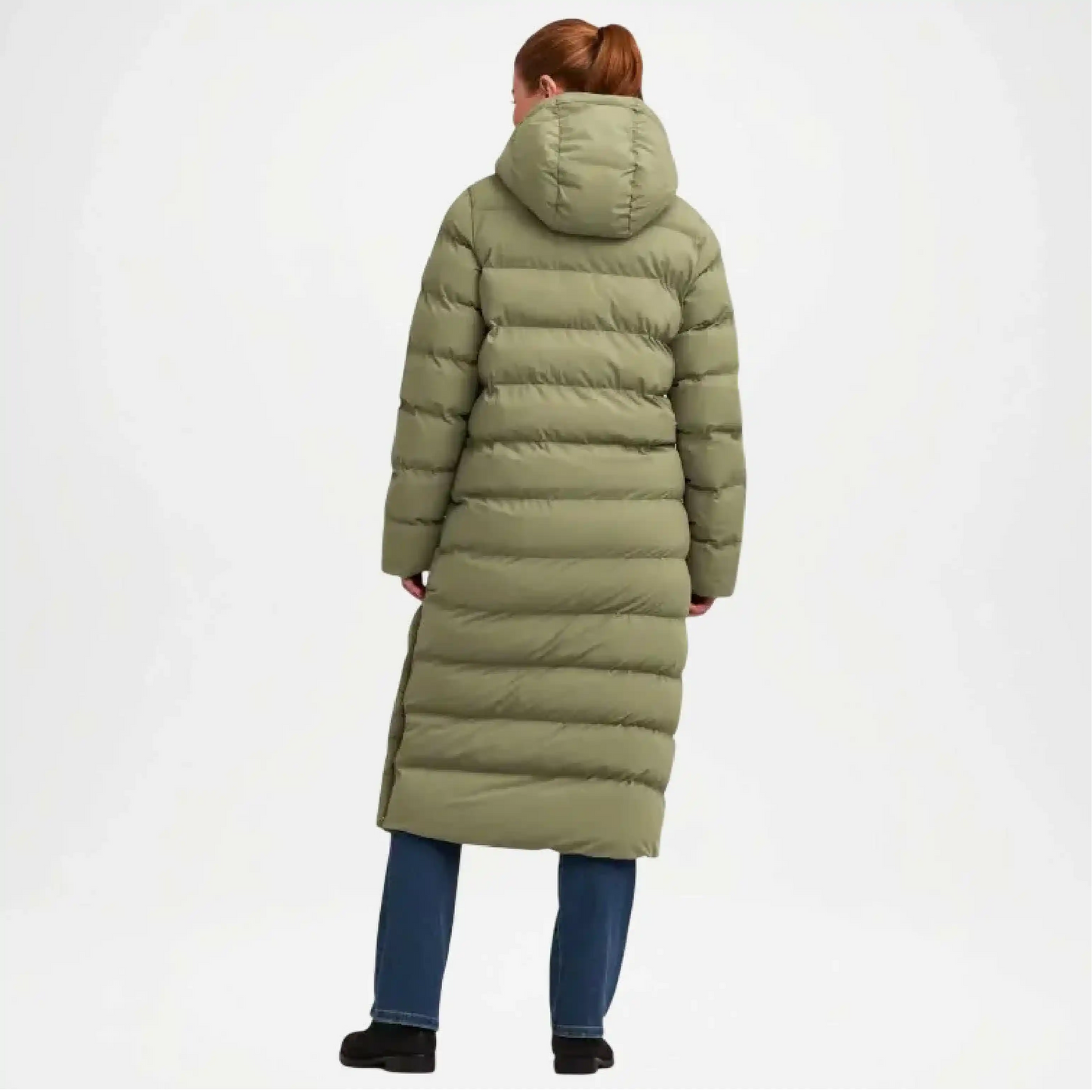 womens green winter long puffer jacket