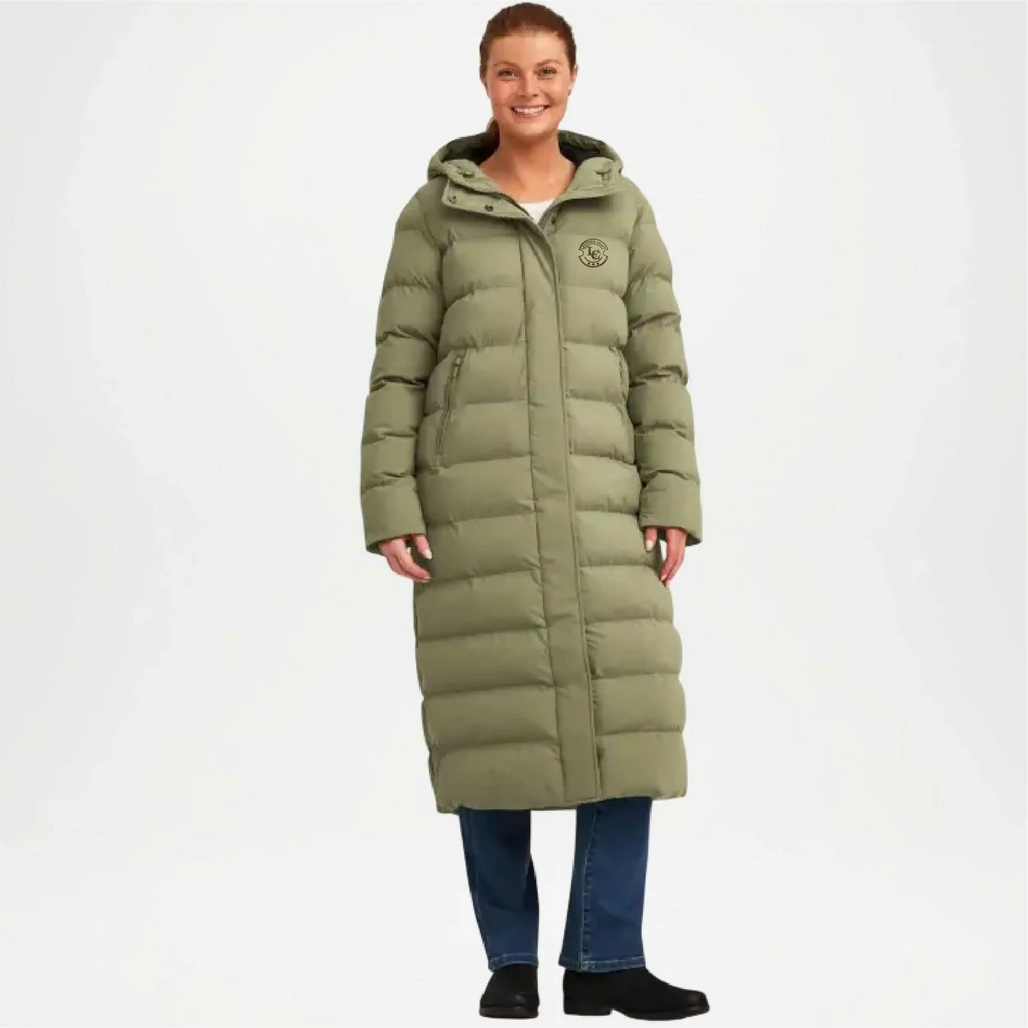 womens green hooded puffer jacket