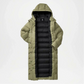 green quilted puffer jacket women long style