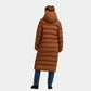 Brown Hooded Longline Puffer Jacket for Women