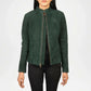 womens green suede biker jacket