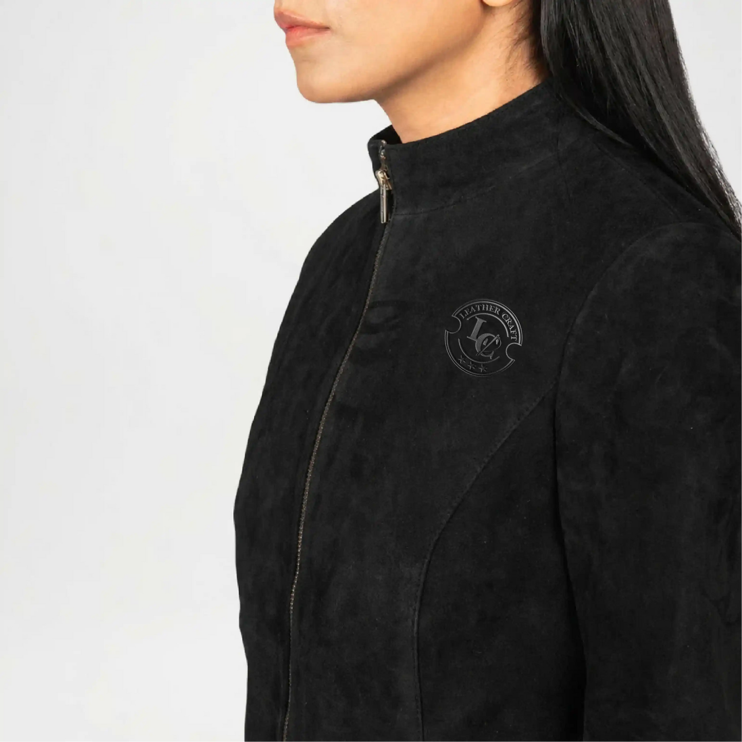 Black Suede Biker Jacket for Women