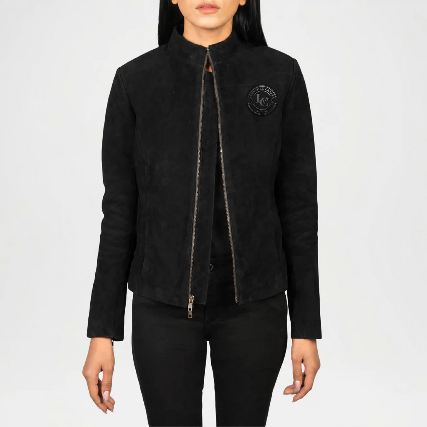 Black Suede Biker Jacket for Women