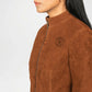 Brown Suede Biker Jacket for Women