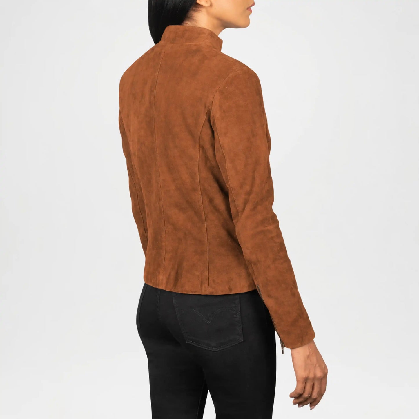 Brown Suede Biker Jacket for Women