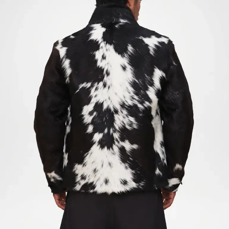 mens natural cowhide fur leather jacket