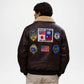 Brown Leather Aviator Jacket Mens Military Style