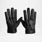 Harold Black Leather Motorcycle Gloves For Men
