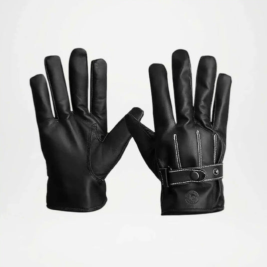 Harold Black Leather Motorcycle Gloves For Men