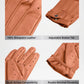 Brown leather glove with features highlighted