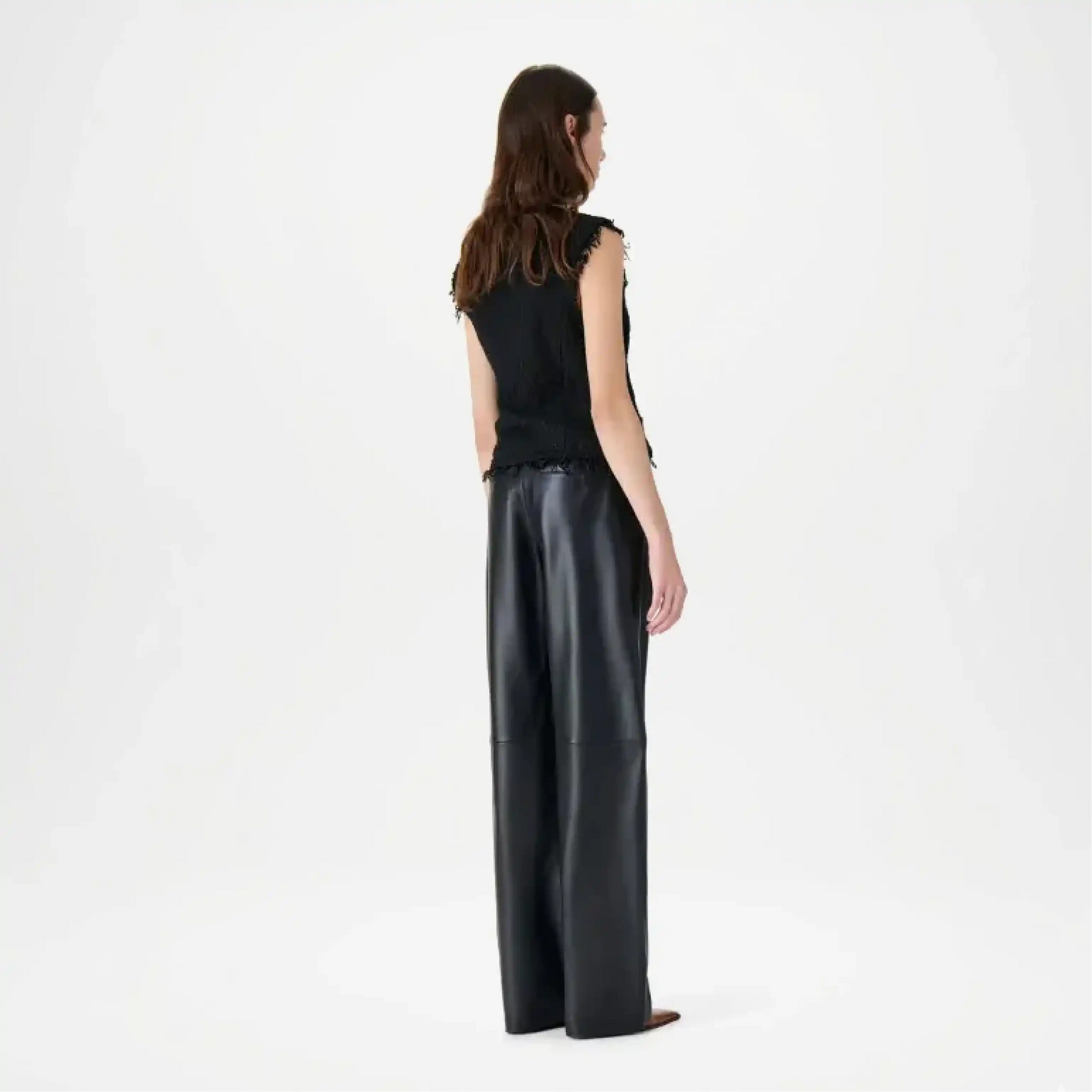 black high rise wide leg pants women
