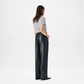 black high rise wide leg pants Leather Women
