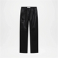 Black wide leg leather pants plus size
