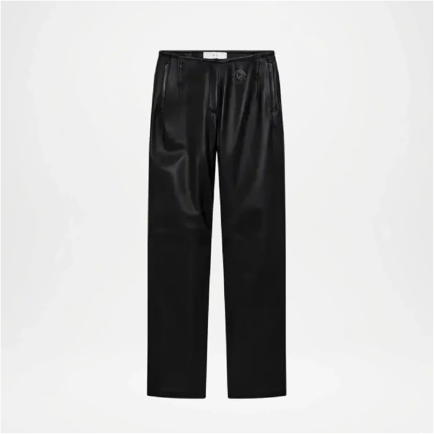 Black wide leg leather pants plus size
