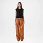 Brown High Rise Wide Leather Pants for Women