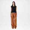 Brown High Rise Wide Leather Pants for Women