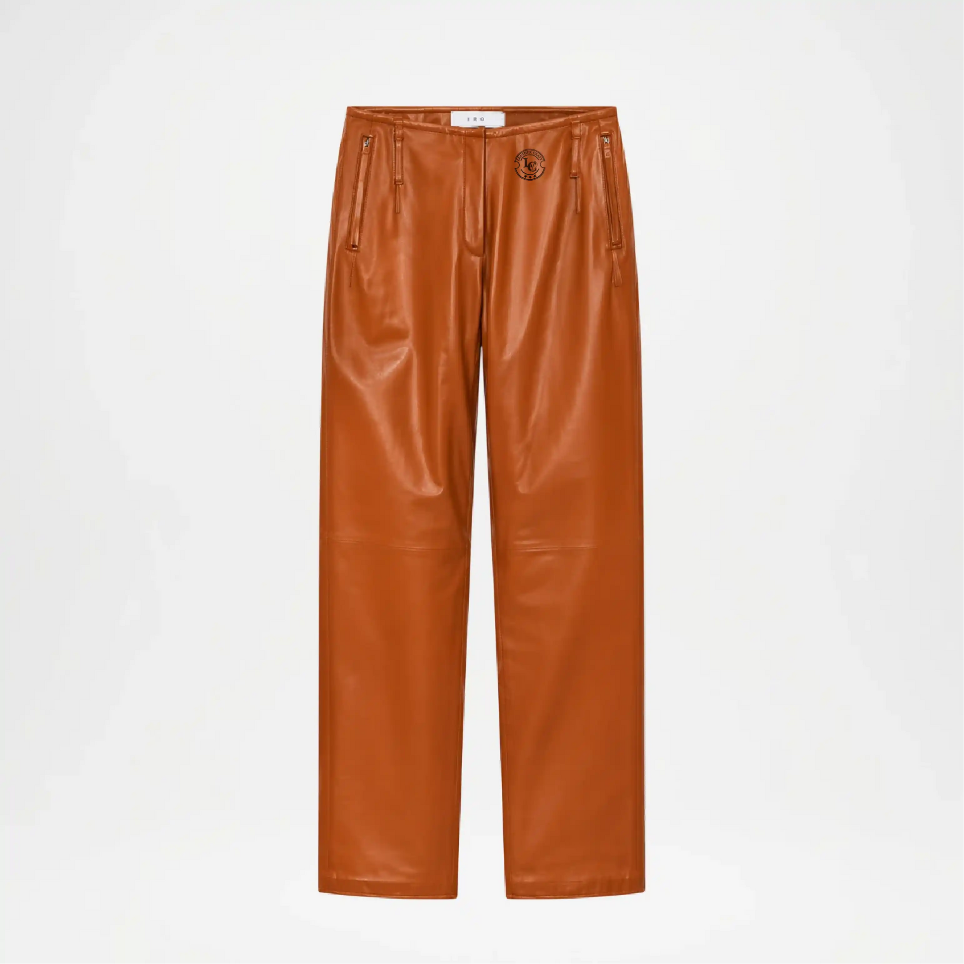 brown leather wide leg pants outfit women
