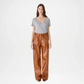 brown wide leg low rise pant women