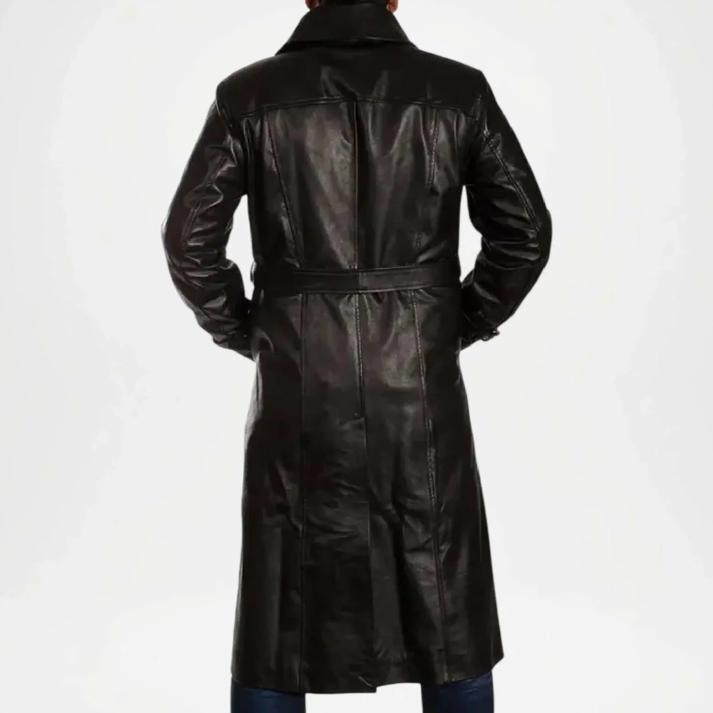 mens black leather trench coat