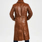 Hooligan Men’s Brown Leather Trench Coat