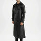 men's black leather trench coat with hood