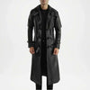 men's black hooded trench coat