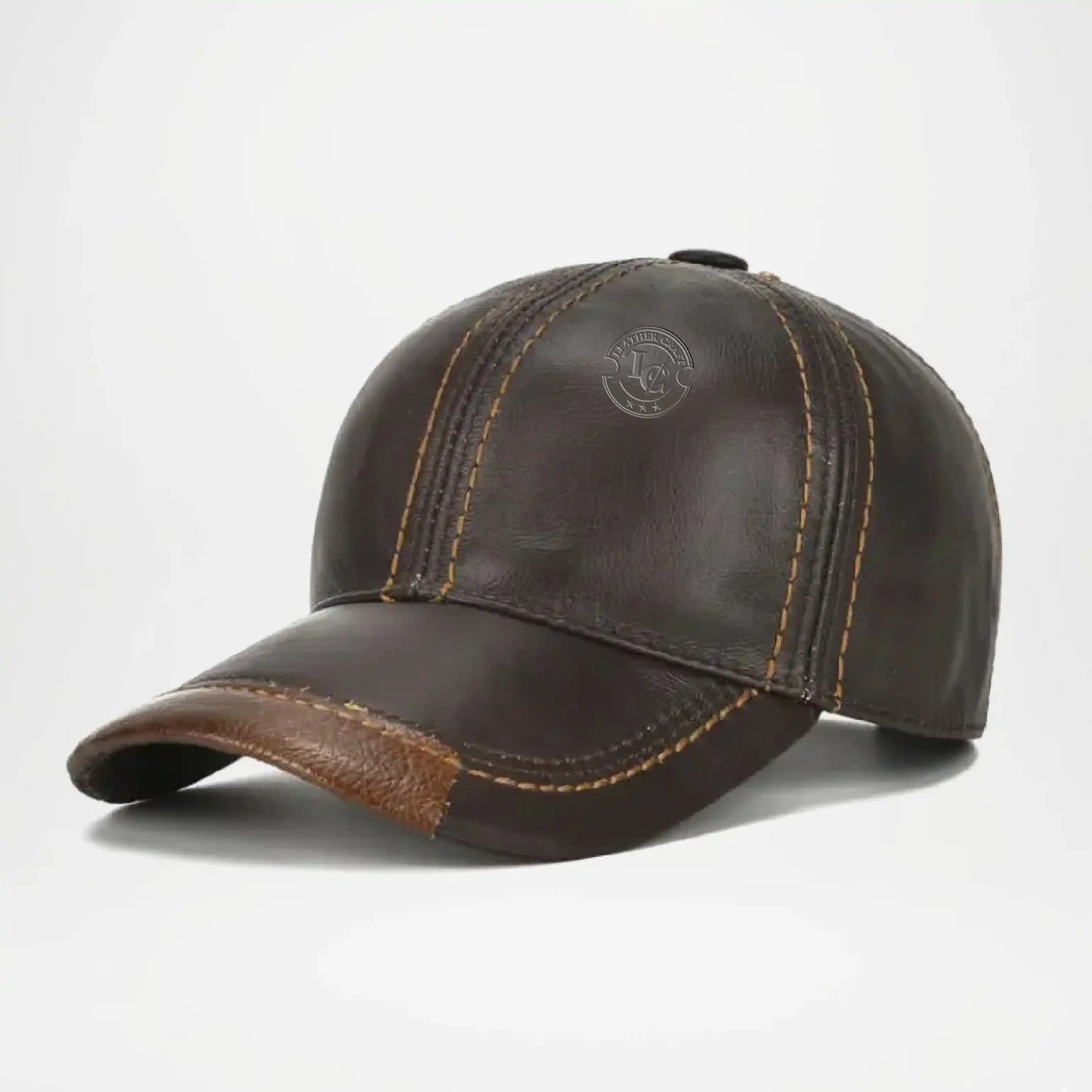 Dark Brown Jared Genuine Leather Baseball Cap for Men