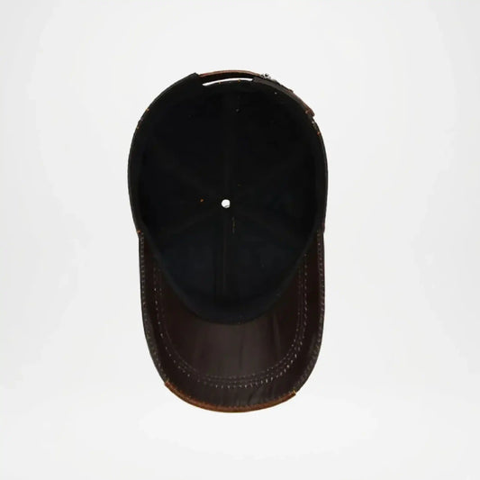 Dark Brown Jared Genuine Leather Baseball Cap for Men