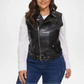 womens black leather moto vest jazmine style