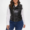 womens black leather moto vest jazmine style