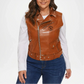 womens brown leather vest jazmine style