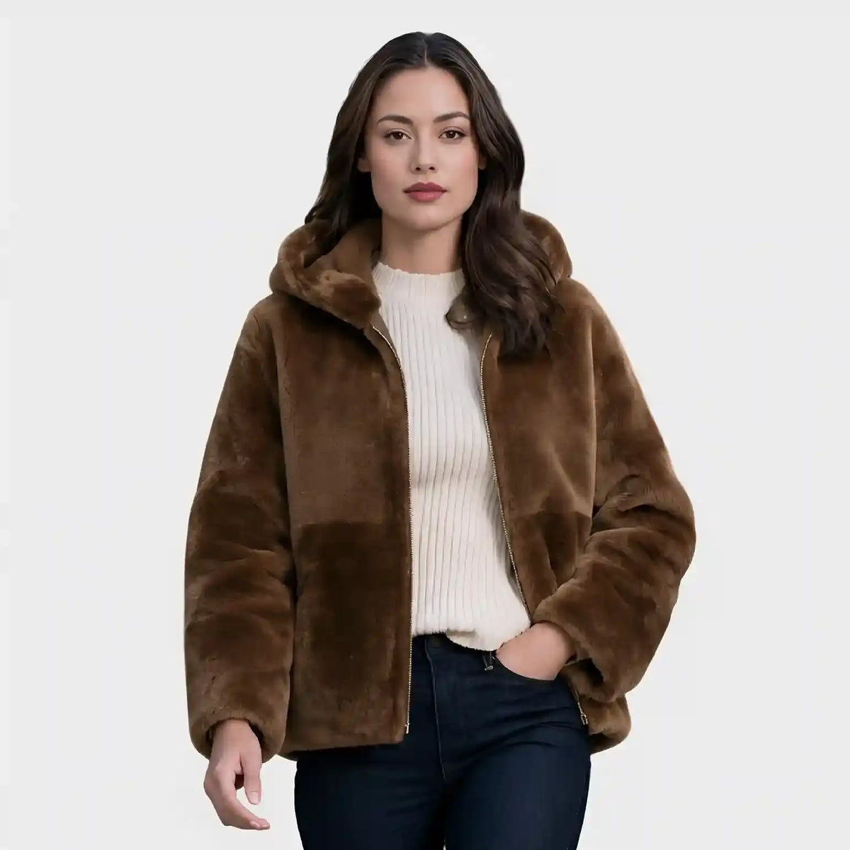 Lambskin Shearling Jacket With hood