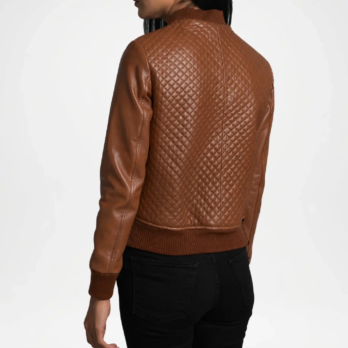 brown bomber jacket women leather
