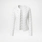 A white textured jacket with a leaf-like pattern, shown on a plain white background.