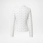 A white textured jacket with a distinctive repeating scallop or leaf-like embossed pattern, shown from the back against a plain white background.