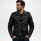 mens black leather biker jacket