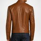 mens brown leather jacket studs