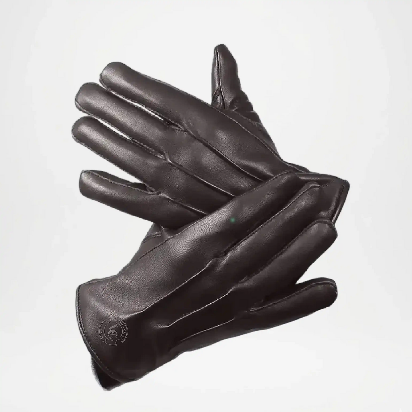 Men Leather Dark Brown Lined Driving Gloves