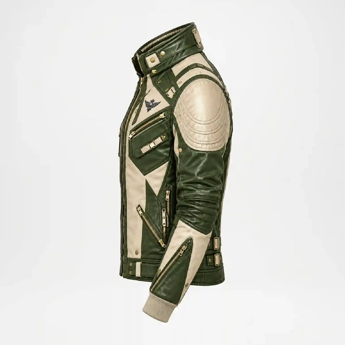 Side View of Leather Racing Jacket mens 